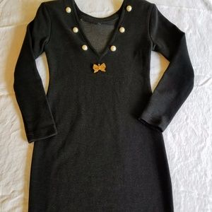 Vintage Romantic Black Body Con Dress Size 3/4